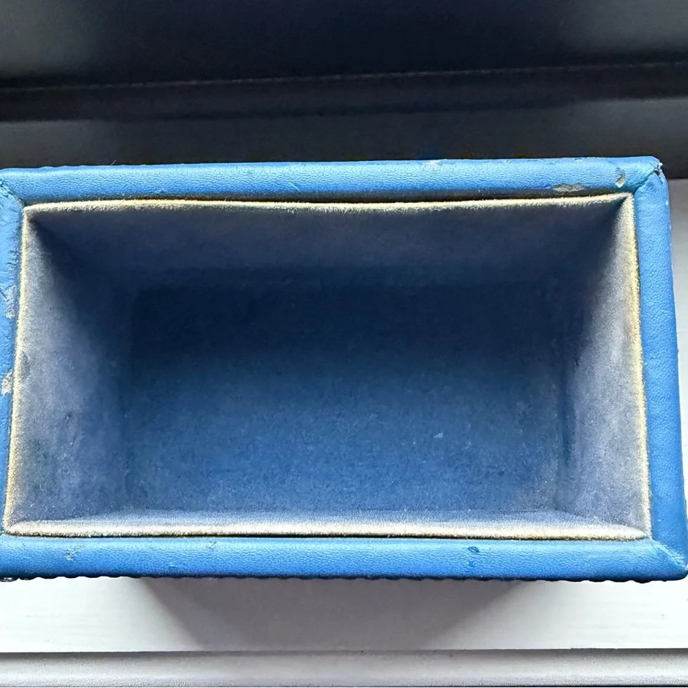Classic Blue Leather-Look Desk Caddy/Business Card Holder